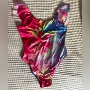 CHILDREN’S PLACE Girls Rainbow colored Bathing Suit One Piece with Ruffles